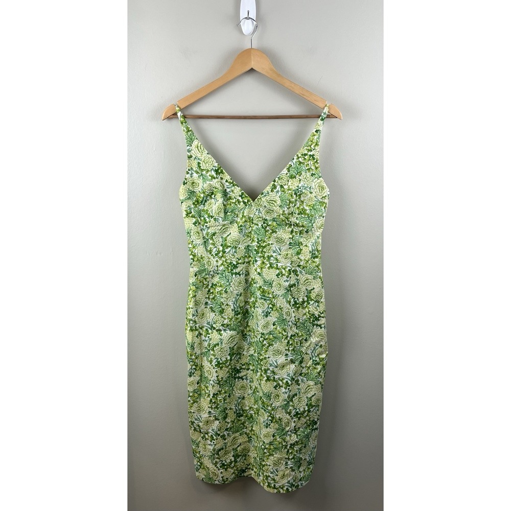 Milly Vtg Cotton Dress Sleeveless V-neck Floral Knee Length Sz 6‎ Made In USA